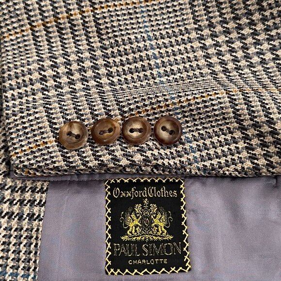 Oxxford Clothes Pure 100% Silk Checked Blazer Partially Lined Men's Size 42L - Picture 1 of 12